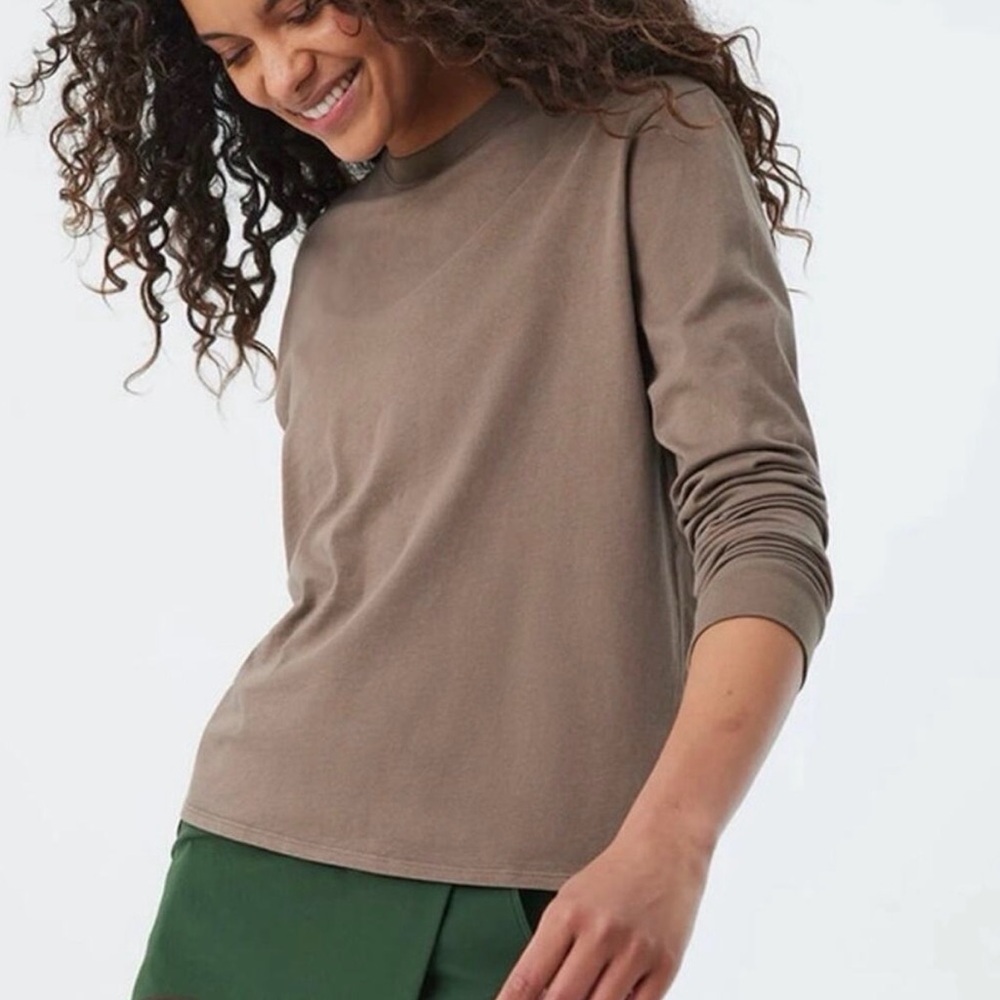 Outdoor Voices NWT Everyday Long Sleeve Shirt Truffle XXL Beige Organic Cotton